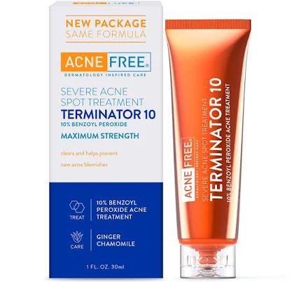 Acnefree Terminator 10 Acne Spot Treatment with Benzoyl Peroxide 10% Maximum